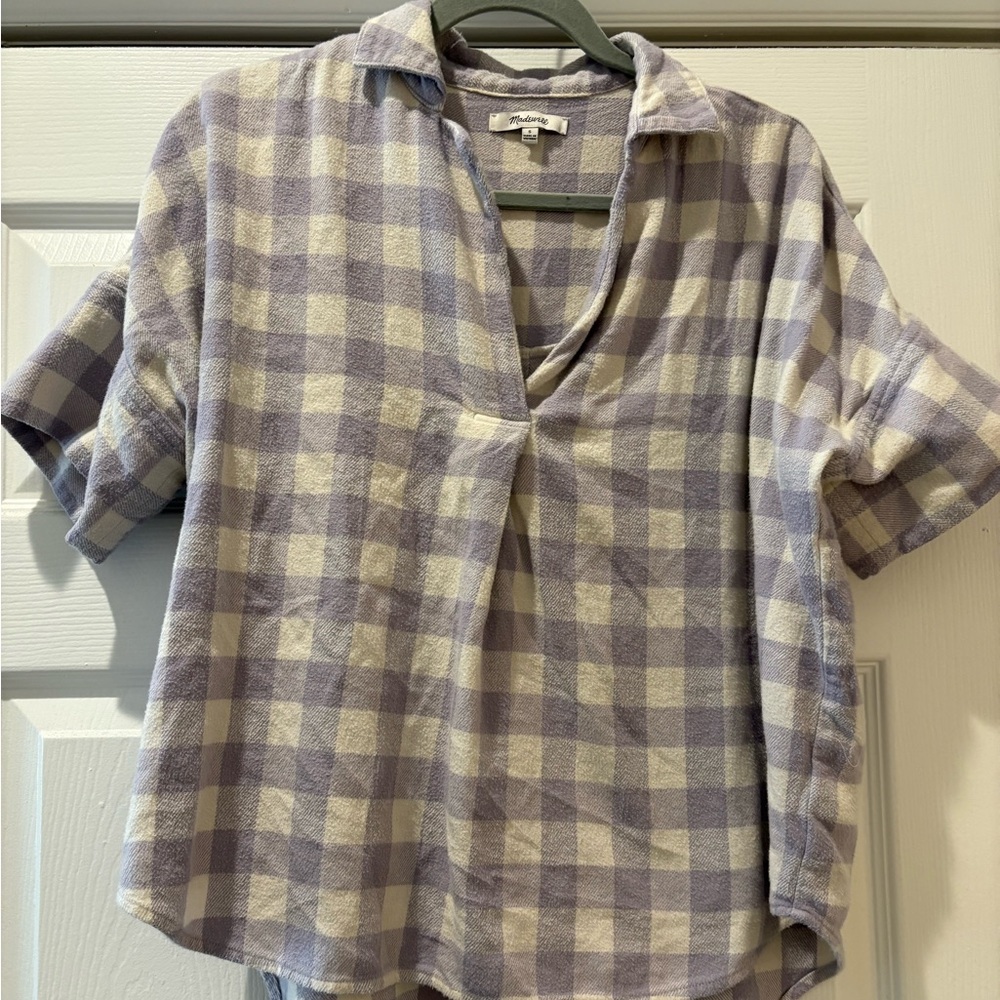 Made well short sleeve flannel purple and cream